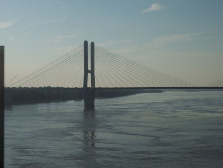 View from bridge over Mississippi River, crossed over to Mississippi from Arkansas